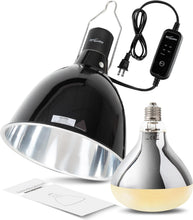 Load image into Gallery viewer, REPTI ZOO 8.5 Inch Lighting Combo Kit with 160W Reptile Heat Lamp UVA UVB Bulbs for Reptiles with Timer