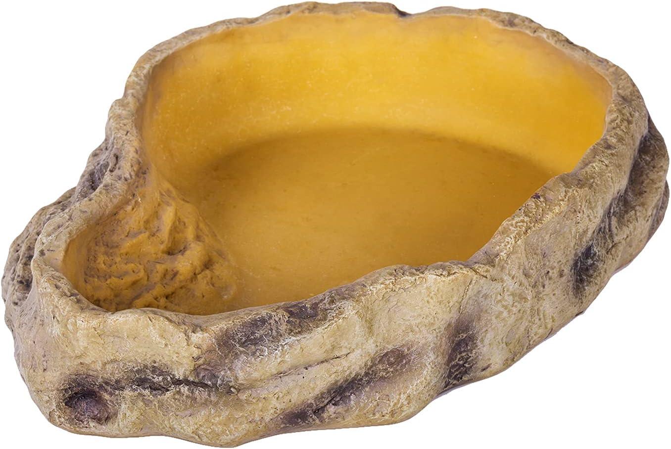 Natural rock-style reptile water dish for terrarium or lizard habitat