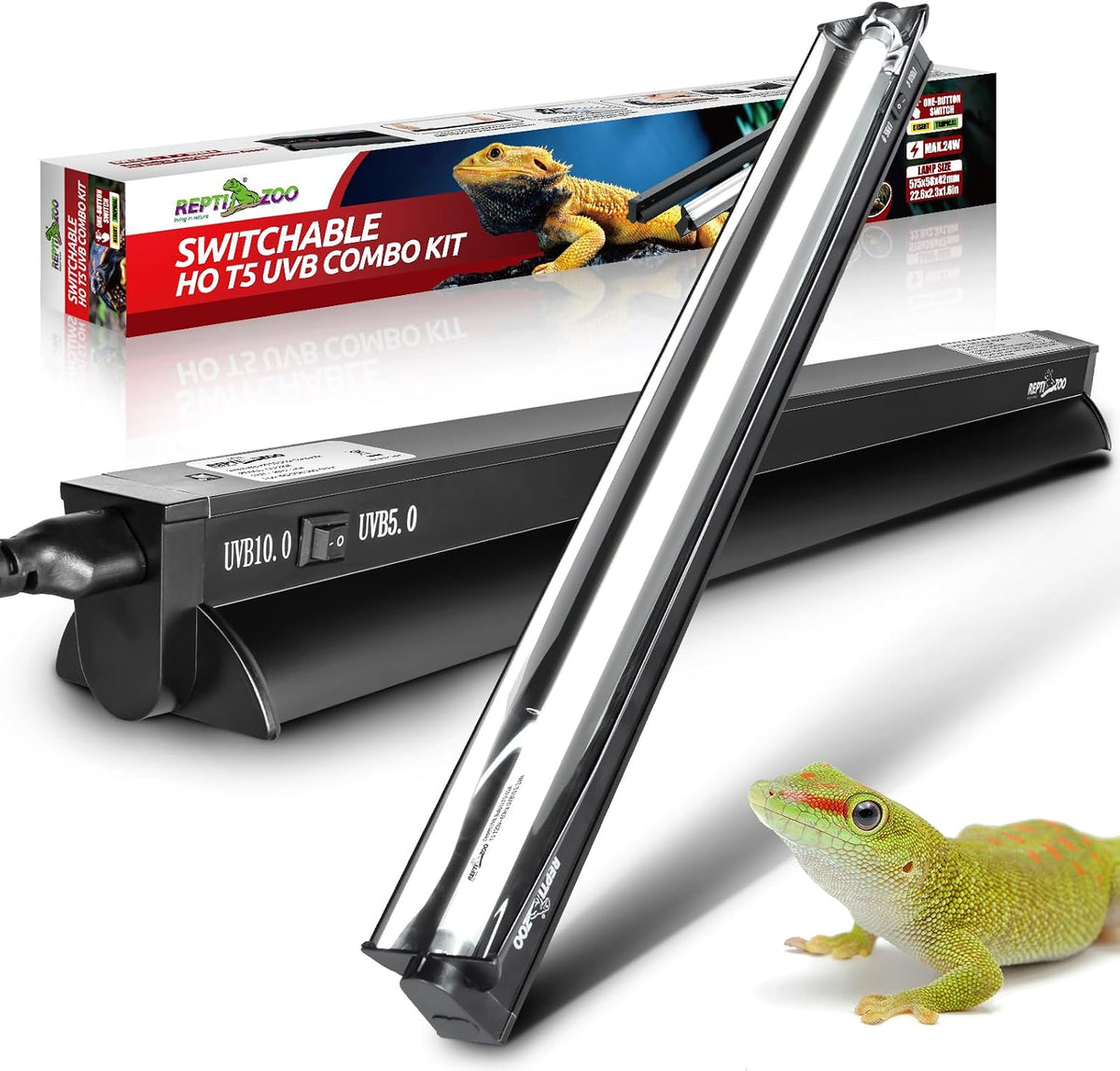 REPTI ZOO Switchable T5 UVB Terrarium Light Fixture Combo Kit Main image