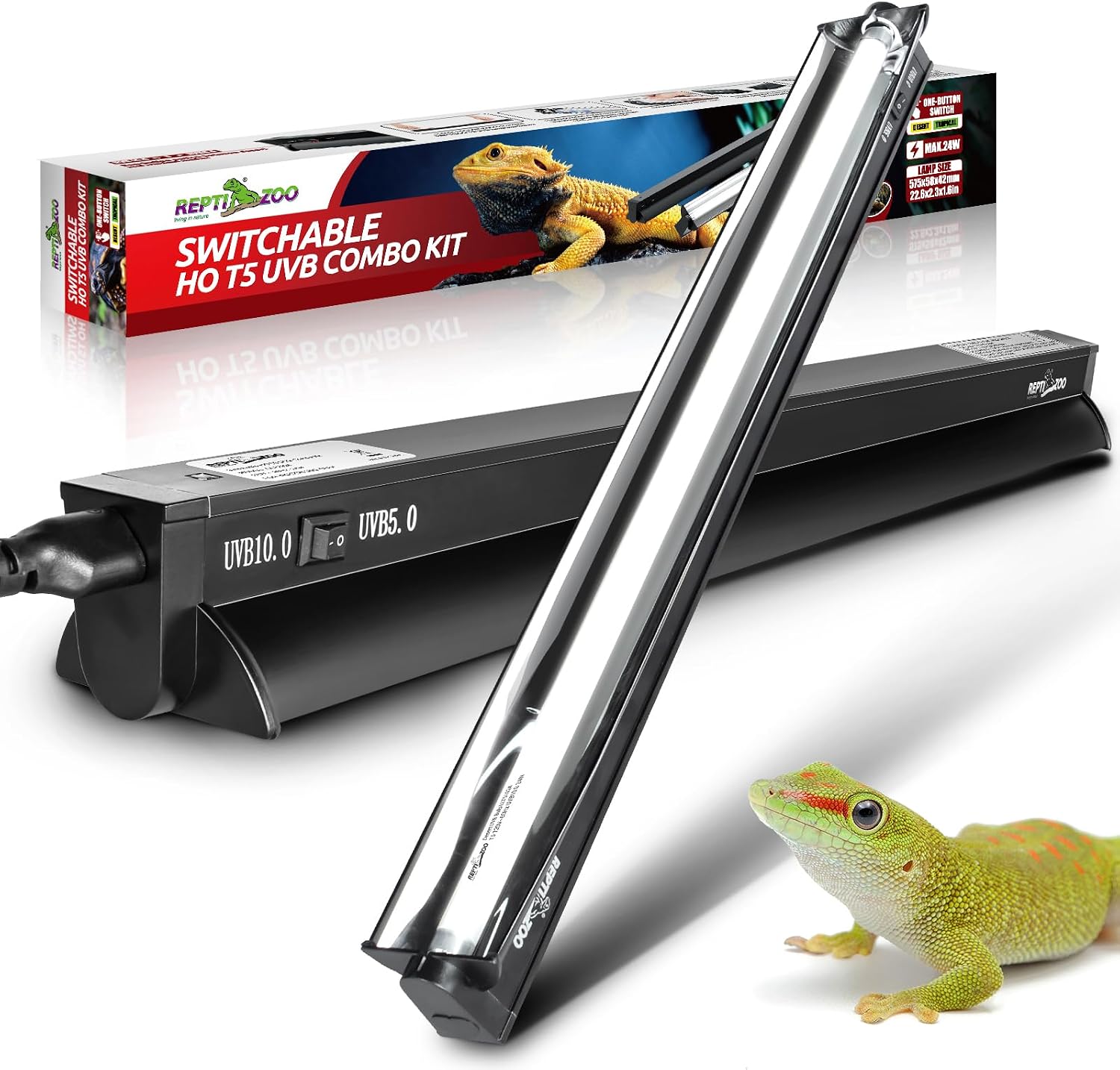 REPTI ZOO Switchable T5 UVB Terrarium Light Fixture Combo Kit