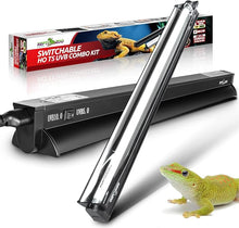 Load image into Gallery viewer, REPTI ZOO Switchable T5 UVB Terrarium Light Fixture Combo Kit