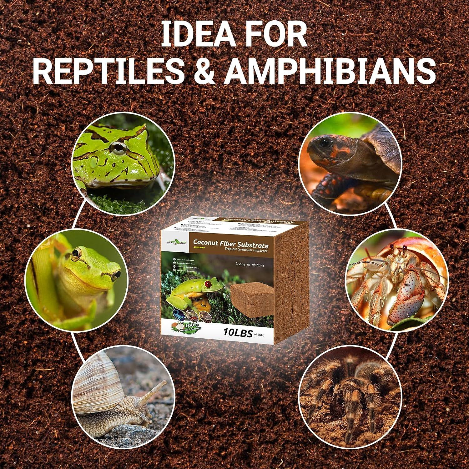 Coconut fiber substrate 10lbs block for reptiles, amphibians, hermit crabs, snails, and tarantulas
