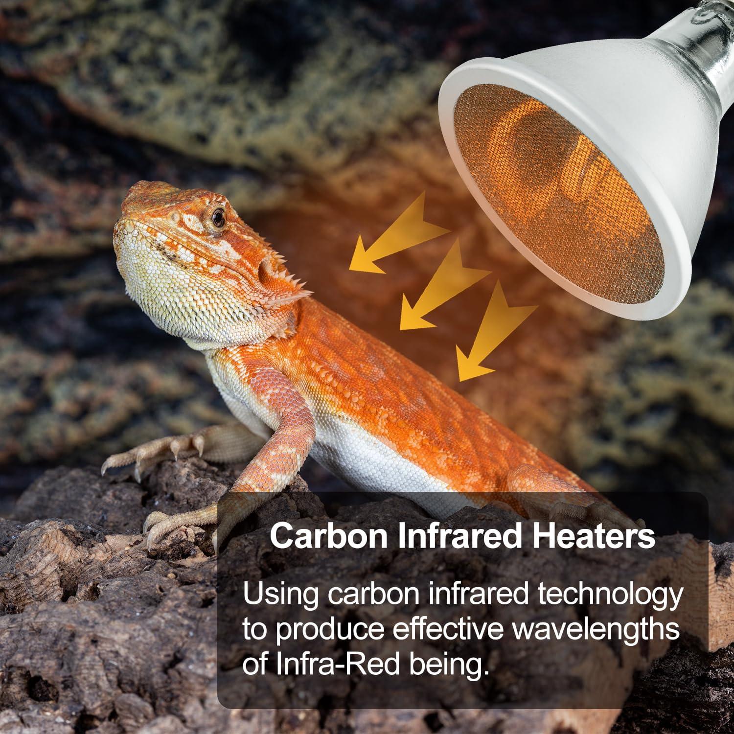 REPTI ZOO 100W Splashproof Carbon Infrared Reptile Basking Heat Bulb Secondary image