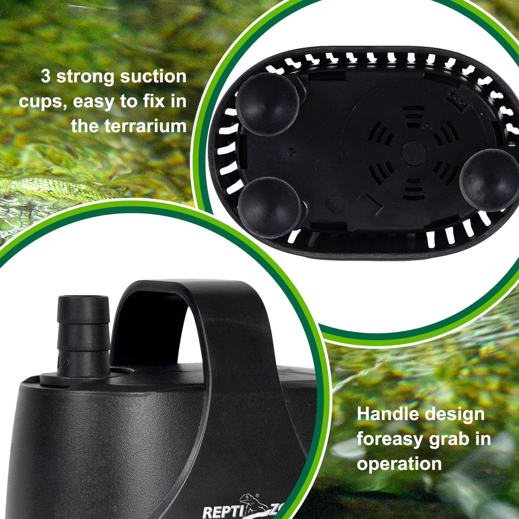 REPTIZOO Low-Water Level Drain Pump — Adjustable Flow for Turtle, Fish, and Paludarium Tanks