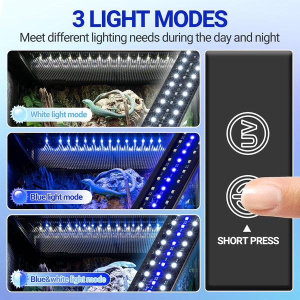 REPTI ZOO 12W 10.0 UVB LED Reptile Light Fixture Dimming