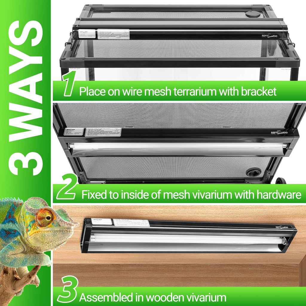 REPTI ZOO UVB Reptile Light Kit – New Version T5 HO UVB Lighting Combo with 10.0 UVB Tube, Terrarium Hood, 24W, 22-Inch Fixture