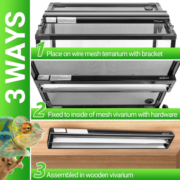 REPTI ZOO UVB Reptile Light Kit – New Version T5 HO UVB Lighting Combo with 10.0 UVB Tube, Terrarium Hood, 24W, 22-Inch Fixture