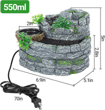 Load image into Gallery viewer, REPTI ZOO Reptile Water Fountain with Food Dish, 550ML Terrarium Waterfall Drinking Fountain to Keep Water Clear