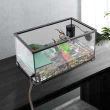 Load image into Gallery viewer, 10 Gallon Turtle Tank 20" x 12" x 10" starter Kit with Drainage System, Turtle Basking Platform and Quiet Aquarium Corner Internal Filter