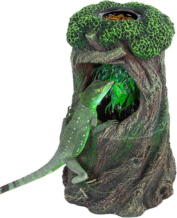 REPTI ZOO Terrarium Waterfall Drinking Fountain, 1000ML Water Dispenser & Food Dish