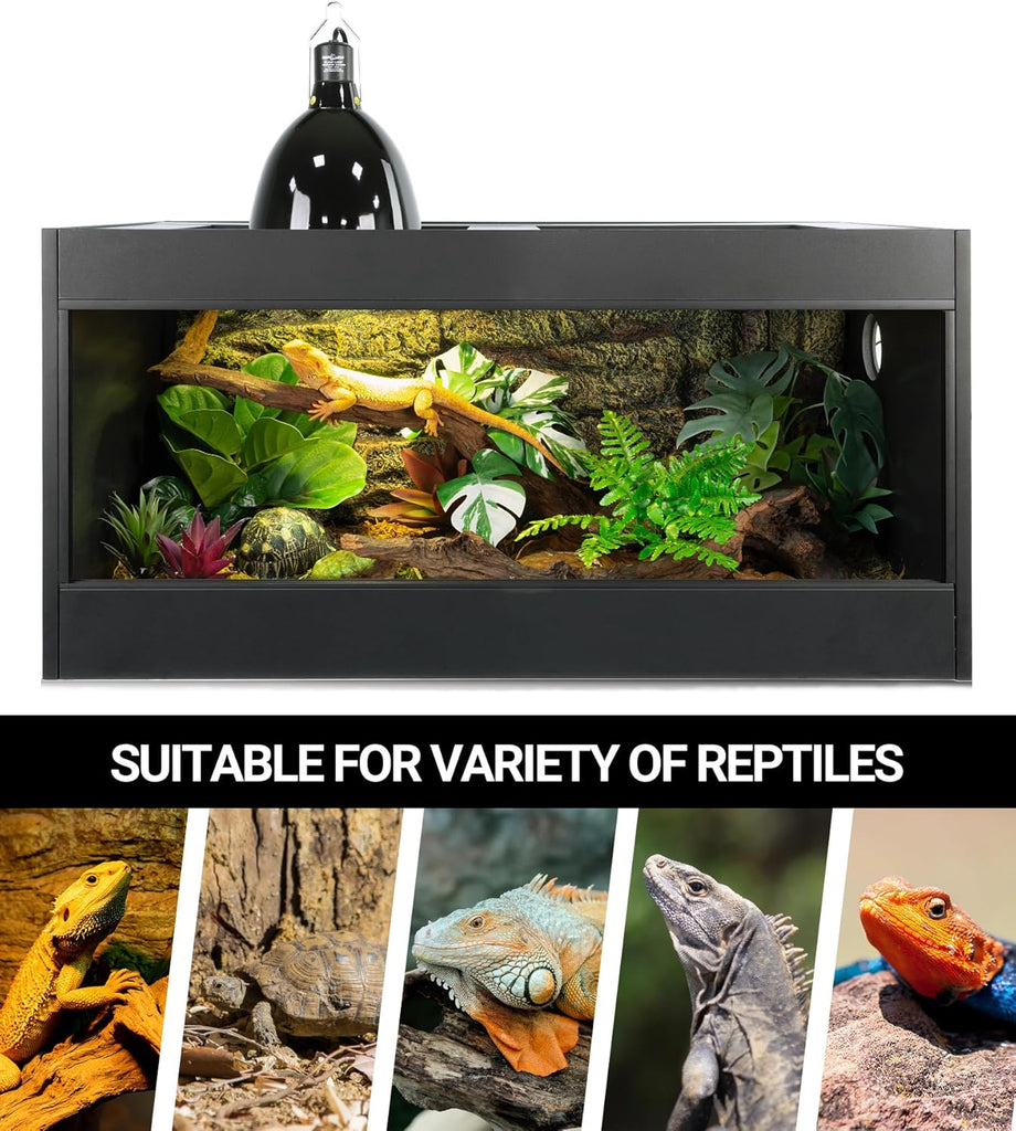 REPTI ZOO 8.5 Inch Lighting Combo Kit with 160W Reptile Heat Lamp UVA UVB Bulbs for Reptiles with Timer