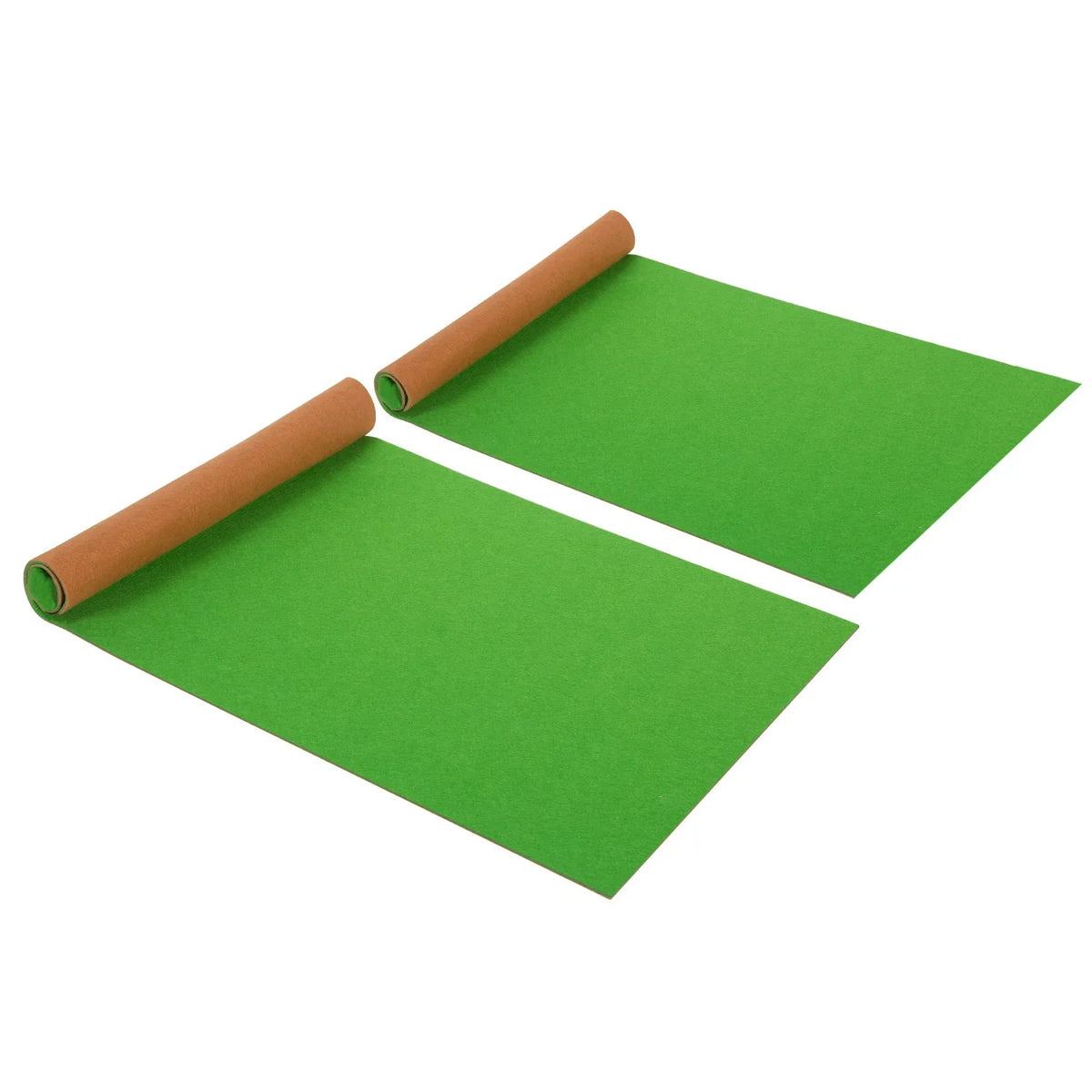 Green reptile terrarium liner mats unrolled on white background, habitat substrate accessory