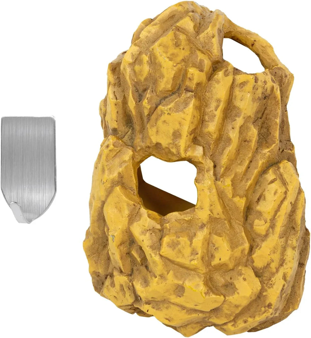 Yellow reptile rock hideaway cave with climbing holes for terrarium habitat