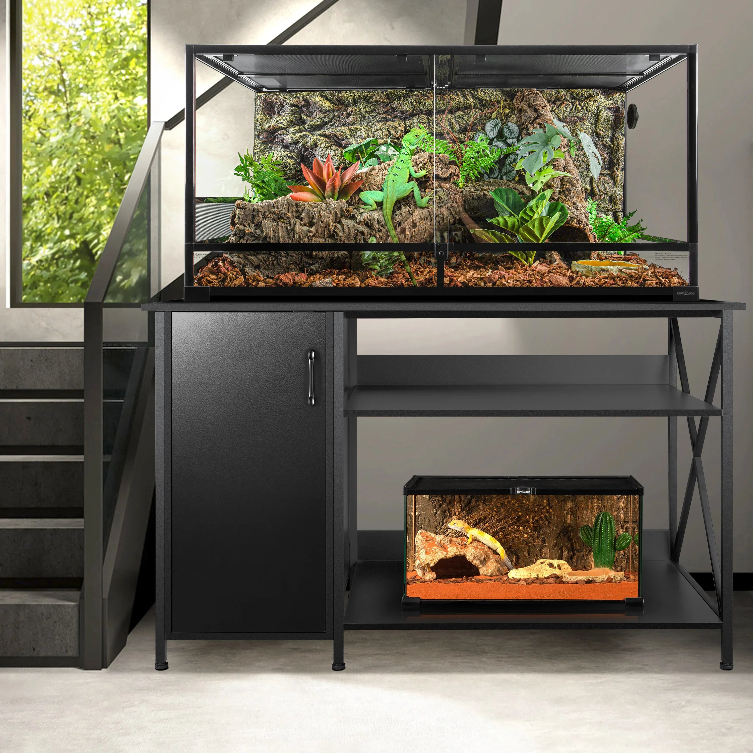 55-75 Gallon Metal Reptile And Aquarium Stand, Black | REPTIZOO