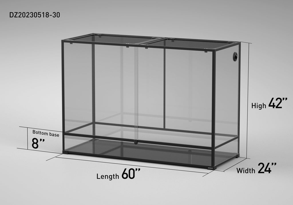 REPTI ZOO 60" x 24"x 42" Glass Reptile Terrarium with Sliding Door Custom Reptile Tank (customed reptile cage) - REPTI ZOO