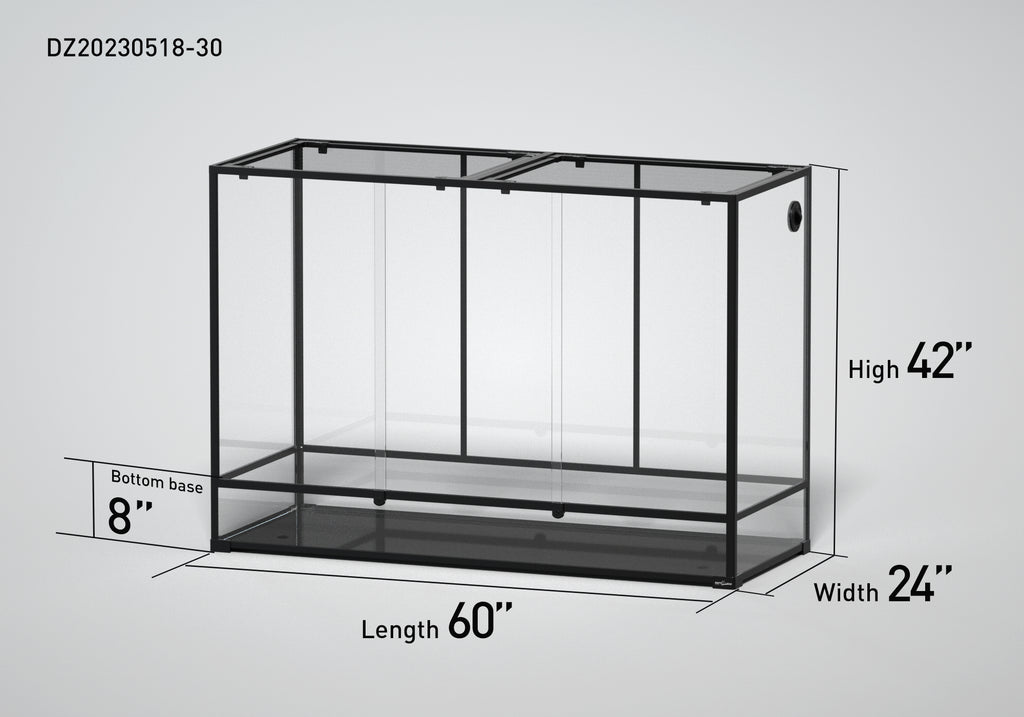 REPTI ZOO 262 Gallon 60" x 24"x 42" Glass Reptile Terrarium with Sliding Door Custom Reptile Tank (customed reptile cage)