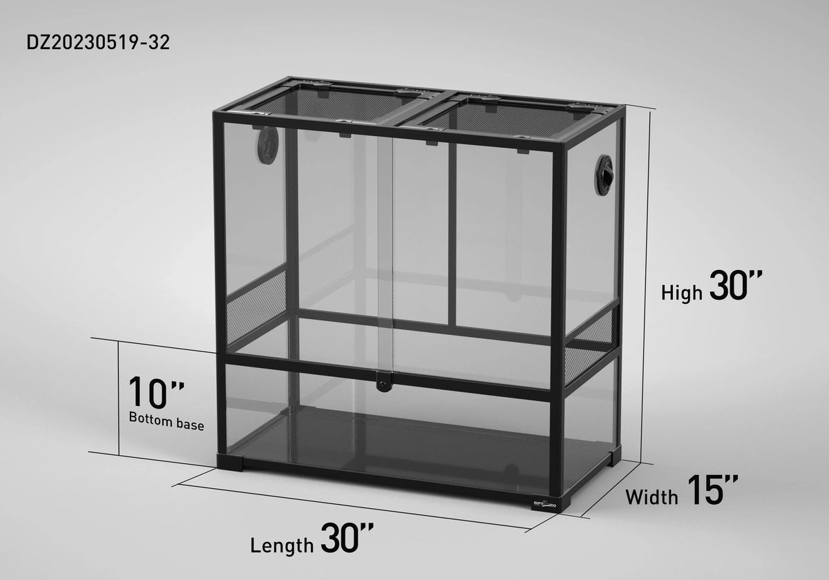 REPTI ZOO 30" x 15"x 30" Glass Reptile Terrarium with Sliding Door Custom Reptile Tank (customed reptile cage) - REPTI ZOO Main image