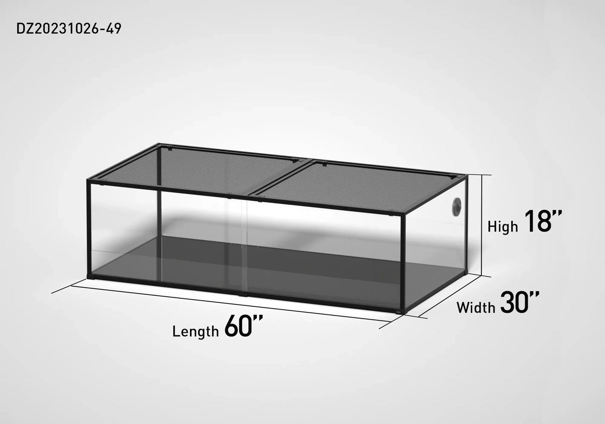 Large glass reptile terrarium with mesh top, 60x30x18 inches, ideal for reptiles. Main image