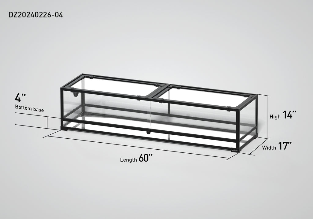 REPTI ZOO 60" x 17"x 14" Glass Reptile Terrarium with Sliding Door Custom Reptile Tank (customed reptile cage)