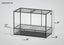 Large glass reptile terrarium with mesh top, sliding doors, 60x30x42 inch dimensions labeled.