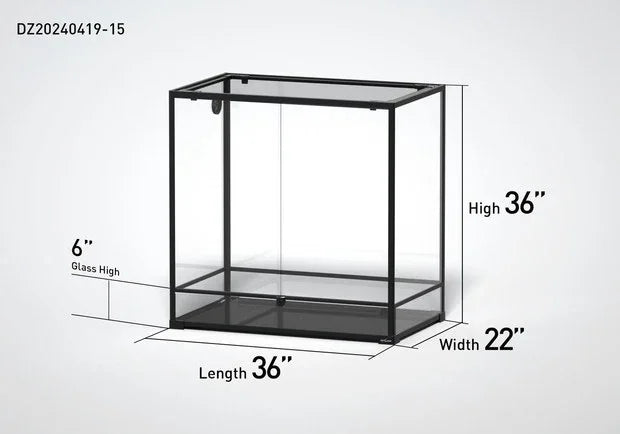 36x22x36 inch glass reptile terrarium enclosure with labeled dimensions Main image