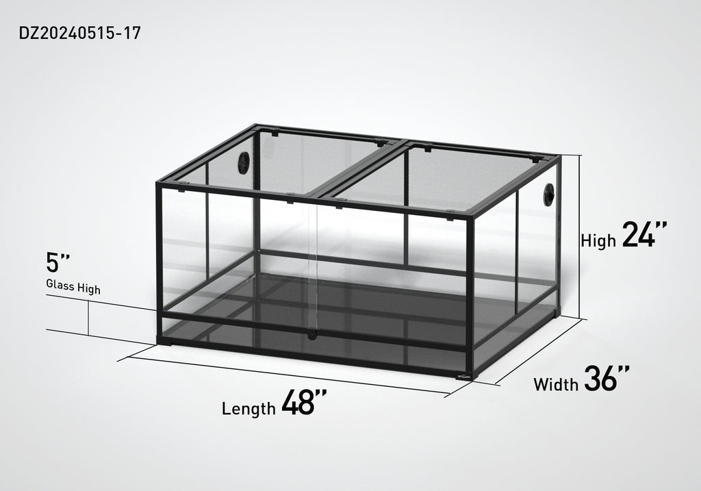 REPTI ZOO 48" x 36"x 24" Glass Reptile Terrarium with Sliding Door Custom Reptile Tank (customed reptile cage)