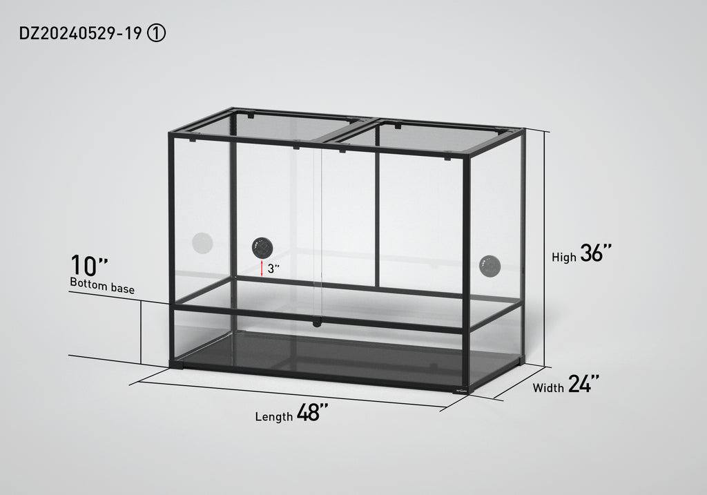 REPTI ZOO 48" x 36"x 24" Glass Reptile Terrarium with Sliding Door Custom Reptile Tank (customed reptile cage)