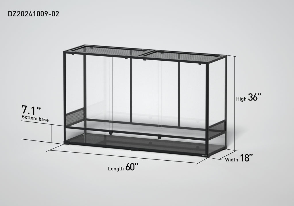 REPTI ZOO 168 Gallon 60" x 18"x 36" Glass Reptile Terrarium with Sliding Door Custom Reptile Tank (customed reptile cage)