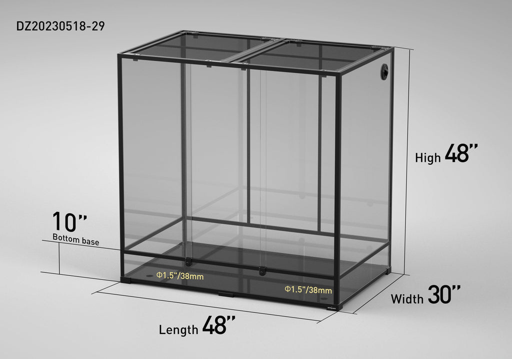 REPTI ZOO 48" x 30"x 48" Glass Reptile Terrarium with Sliding Door Reptile Habitat Tank (customed reptile cage) - REPTI ZOO