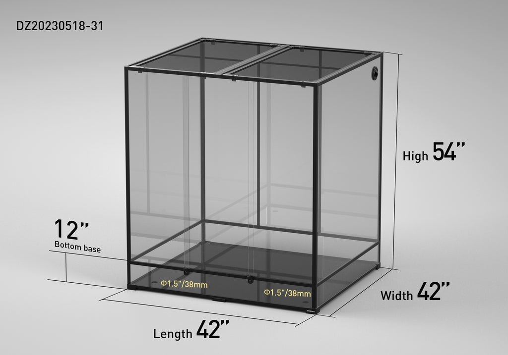 REPTI ZOO 413 Gallon 42" x 42"x 54" Glass Reptile Terrarium with Sliding Door Reptile Habitat Tank (customed reptile cage)