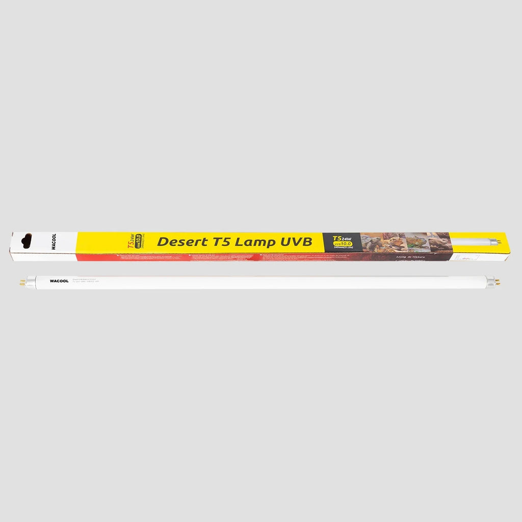 Desert T5 UVB lamp tube with yellow packaging for reptile terrarium lighting