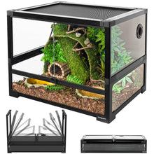 Load image into Gallery viewer, REPTI ZOO 33 Gallon Tempered Glass Reptile Large Terrarium Tank with Black PVC Back Panel Reptile Terrarium 24&quot;x 18&quot;x 18&quot; Easy Folding NRK0107 - REPTI ZOO