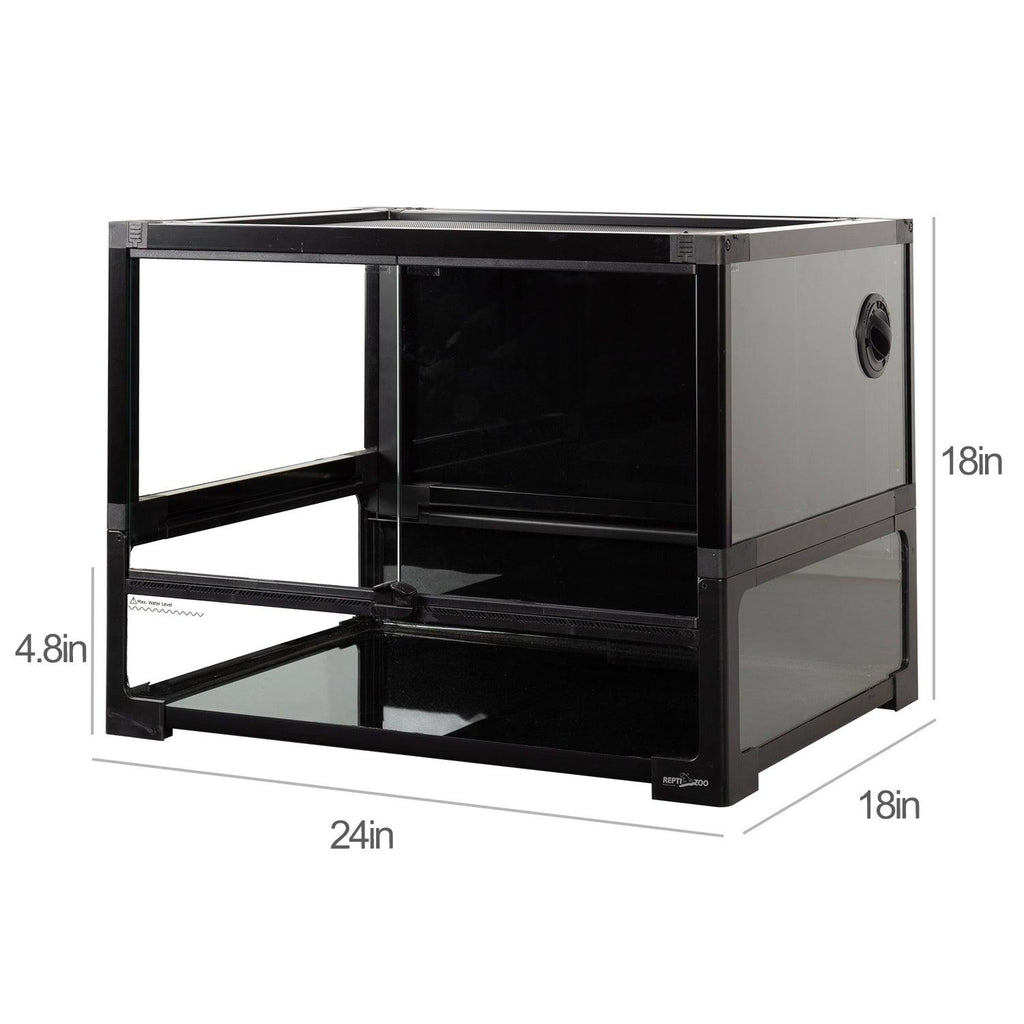 REPTI ZOO 33 Gallon Tempered Glass Reptile Large Terrarium Tank with Black PVC Back Panel Reptile Terrarium 24"x 18"x 18" Easy Folding NRK0107 - REPTI ZOO