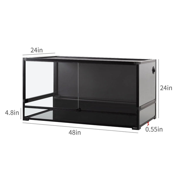 REPTI ZOO 120 Gallon Tempered Glass Reptile Large Terrarium Tank with Black PVC Back Panel Reptile Terrarium 48"x 24"x 24" Easy Folding NRK0127 - REPTI ZOO
