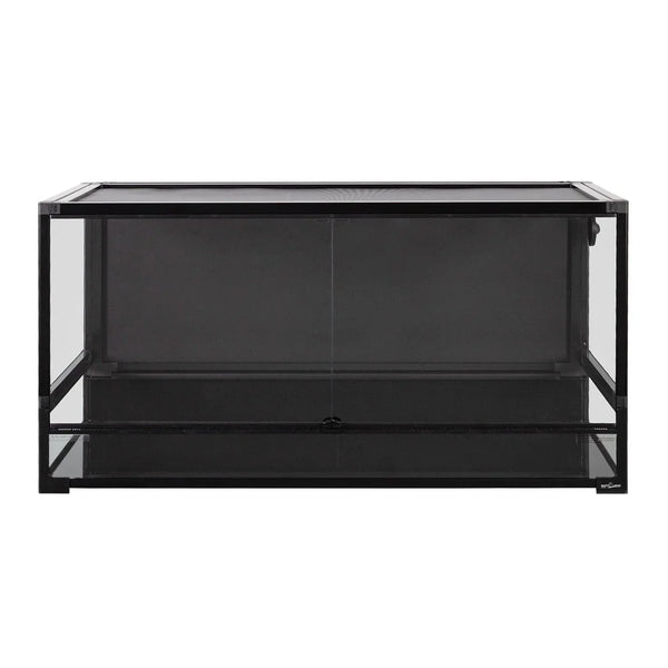 REPTI ZOO 120 Gallon Tempered Glass Reptile Large Terrarium Tank with Black PVC Back Panel Reptile Terrarium 48"x 24"x 24" Easy Folding NRK0127 - REPTI ZOO