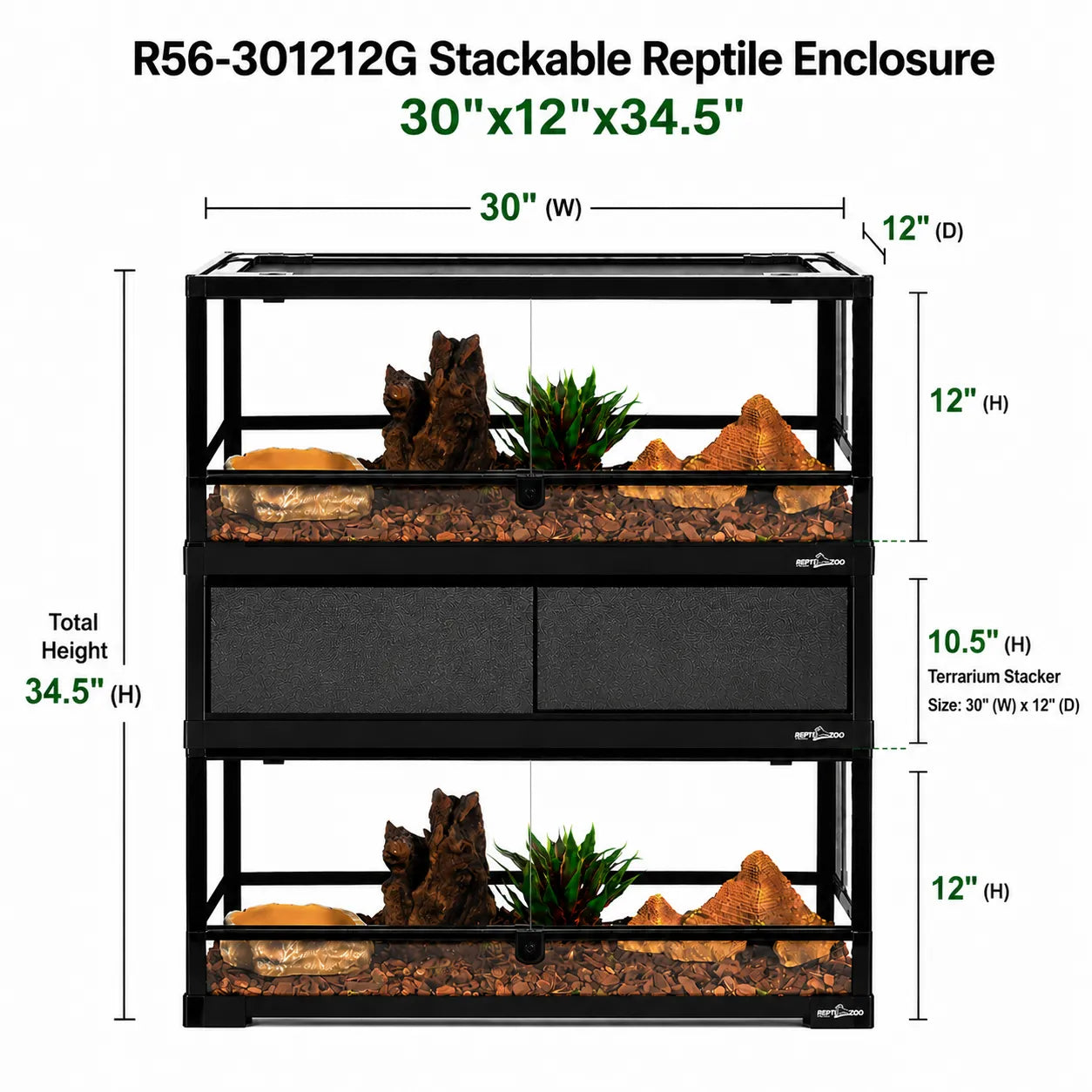 REPTIZOO Stackable Reptile Enclosure with Terrarium Stacker – Front Opening Modular Tank System Secondary image