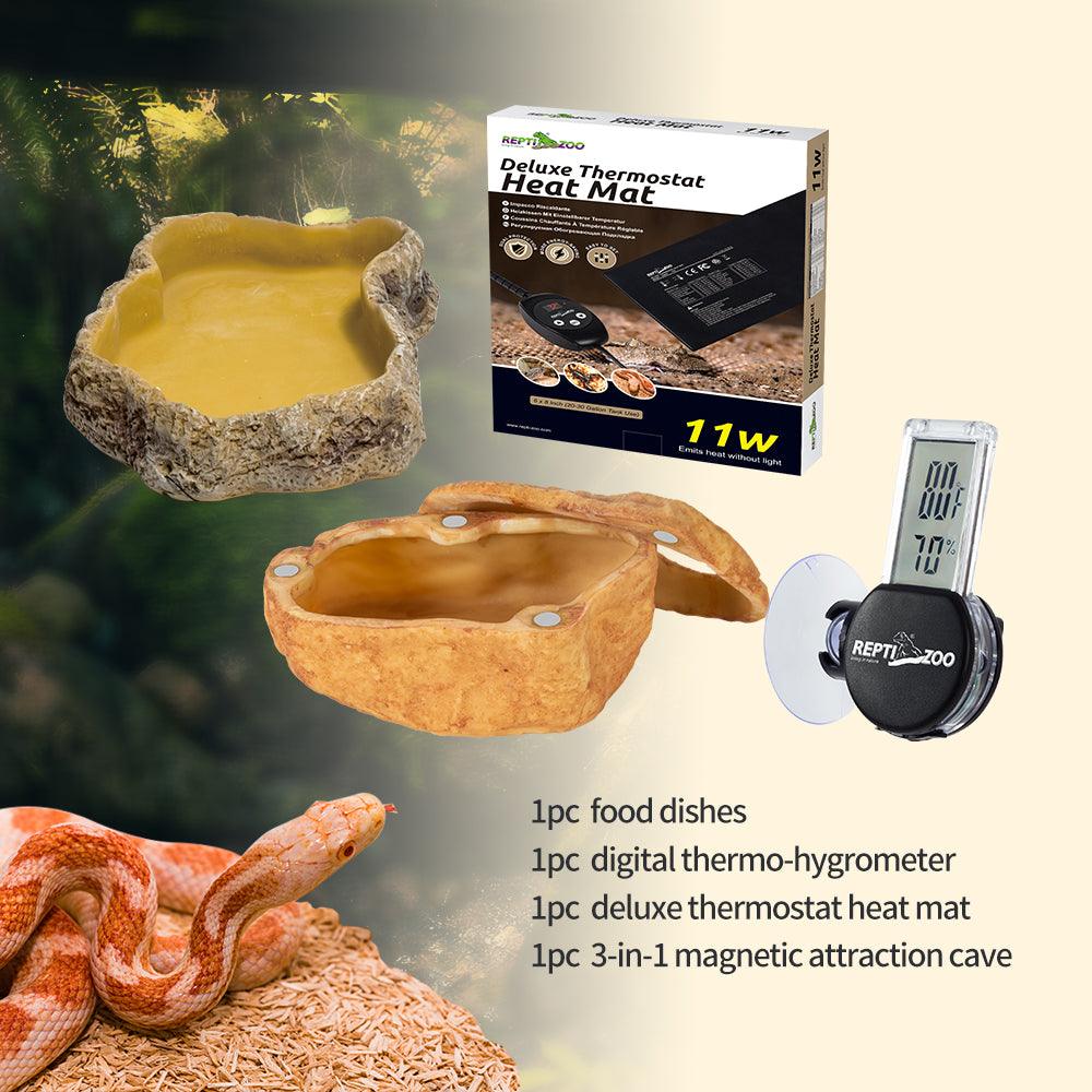 REPTI ZOO Pet Reptile Starter Snake Habitat Kit with Heat for Small Animals for reptile beginner - REPTI ZOO