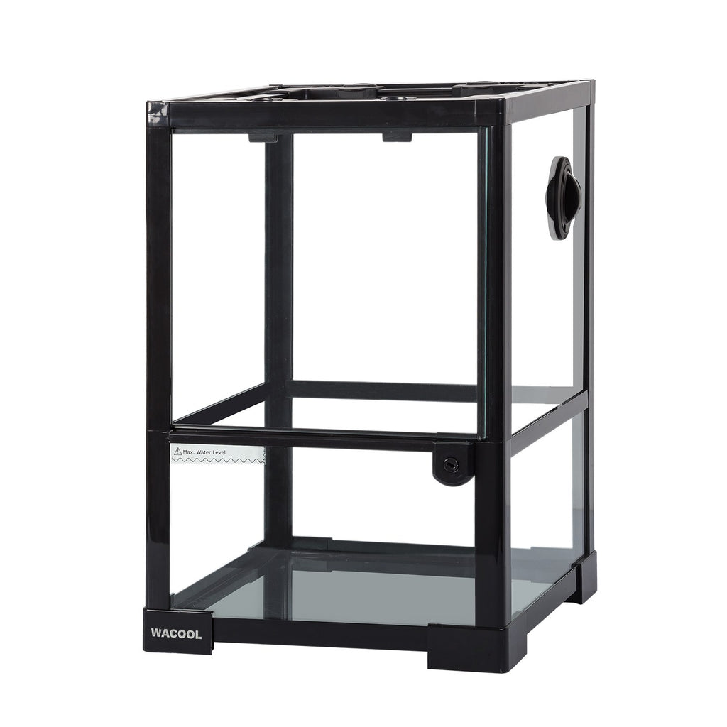 WACOOL 10 Gallon 12" x 12" x 18" Full Glass Reptile Terrarium, Top Screen Ventilation & Feeding RK0102NS