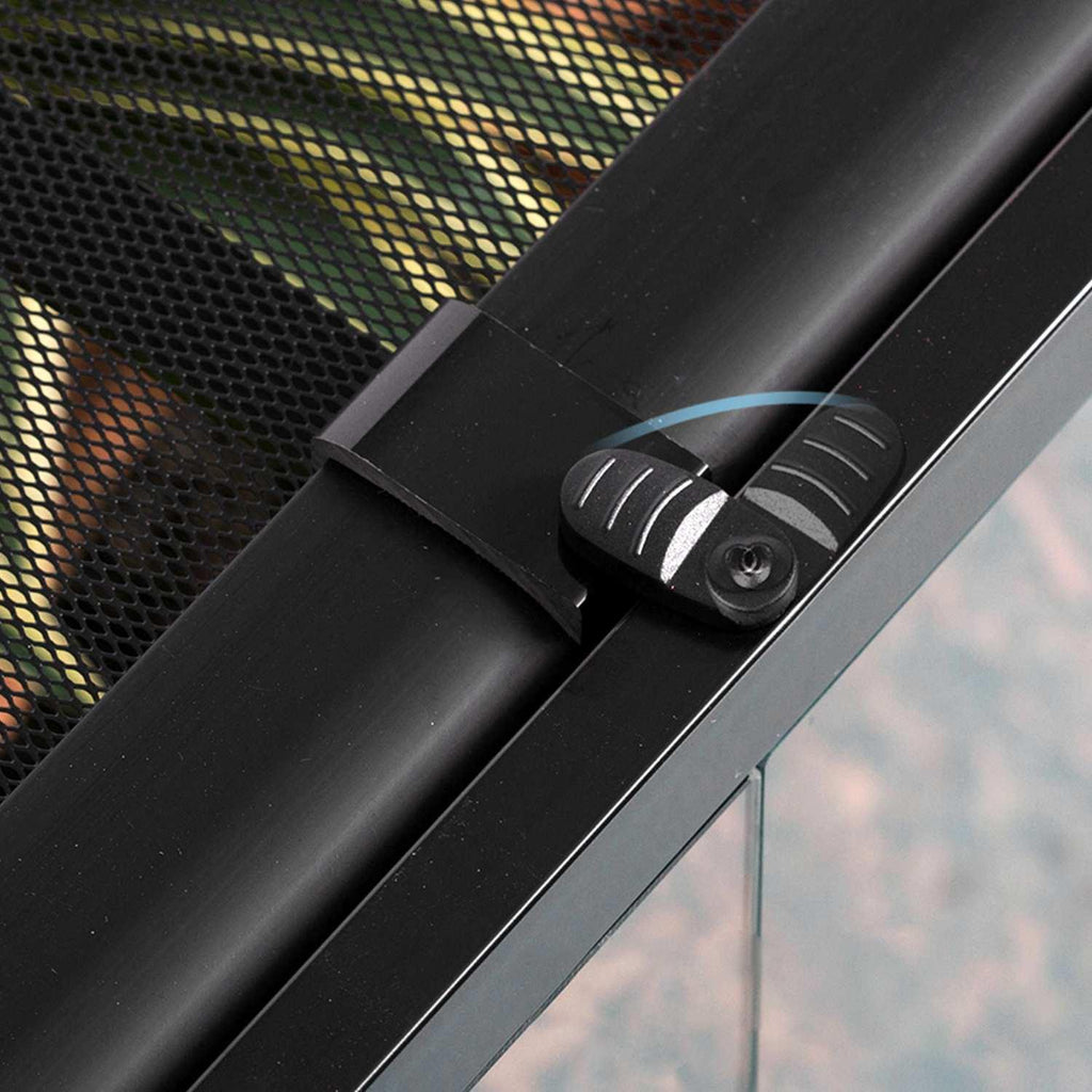 Close-up of secure locking mesh lid on a reptile terrarium enclosure
