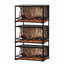 Stacked glass reptile terrariums with front opening doors, natural decor, and ventilation.