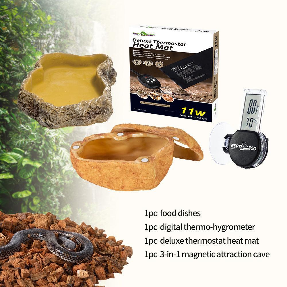 REPTI ZOO Pet Reptile Starter Snake Habitat Kit with Heat for Small Animals for reptile beginner Secondary image