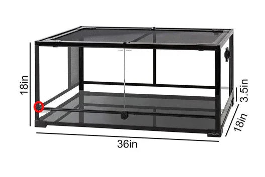 Glass reptile terrarium 36x18x18 inches with mesh top and sliding front doors
