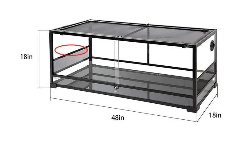 48x18x18 inch glass reptile terrarium with mesh top and black metal frame Main image