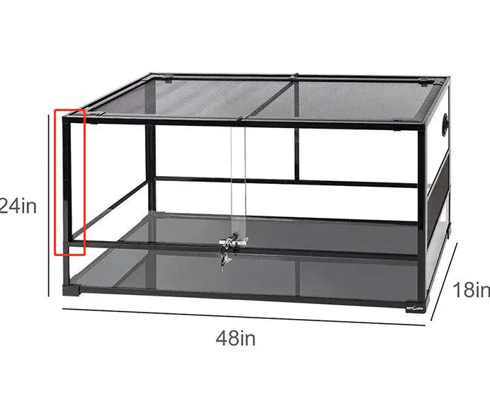 Replacement black metal frame pole for large reptile terrarium cage, 24x48x18 inches.
