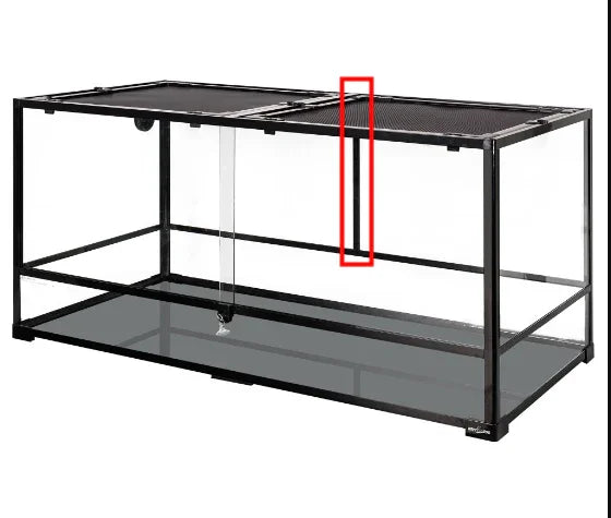 Large glass reptile terrarium with mesh top and sliding doors, ideal for reptiles or amphibians Main image