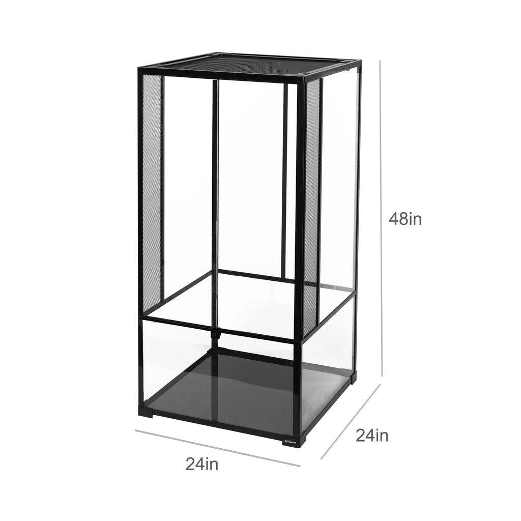 Tall reptile terrarium mesh enclosure, 24x24x48 inches, for lizard or chameleon habitat