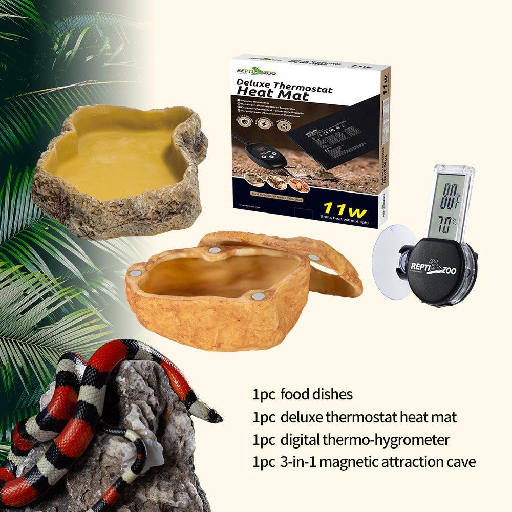 REPTI ZOO Pet Reptile Starter Snake Habitat Kit with Heat for Small Animals for reptile beginner - REPTI ZOO