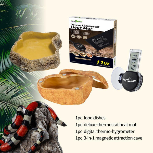 REPTI ZOO Pet Reptile Starter Snake Habitat Kit with Heat for Small Animals for reptile beginner - REPTI ZOO