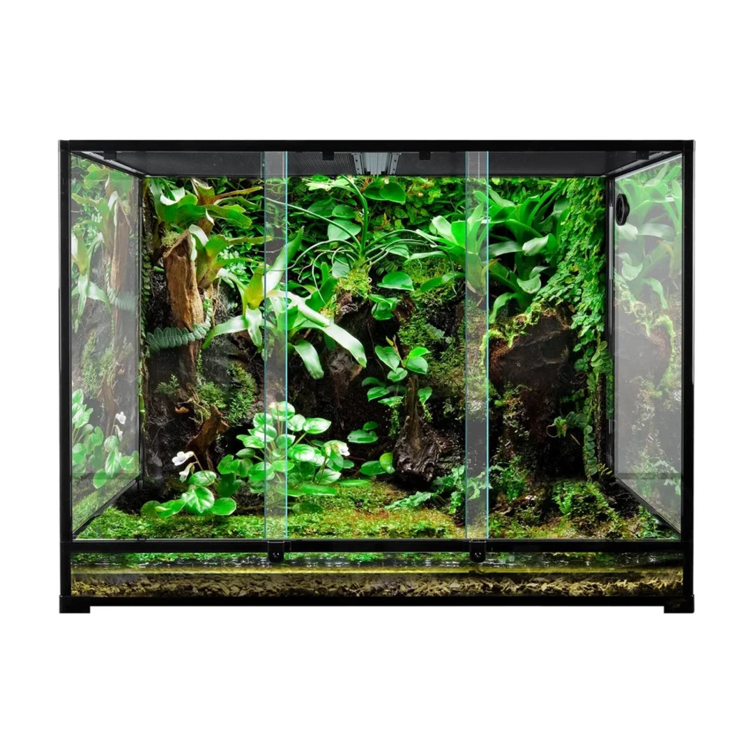 180 Gallon Large Glass Reptile Tank 48x24x36 Inch Terrarium with Double Sliding Door Top Screen Ventilation Habitat