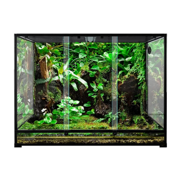 180 Gallon Large Glass Reptile Tank 48x24x36 Inch Terrarium with Double Sliding Door Top Screen Ventilation Habitat